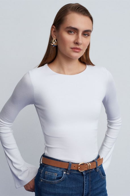 Slim Fit Långärmad Crew Neck Blus - Image 5
