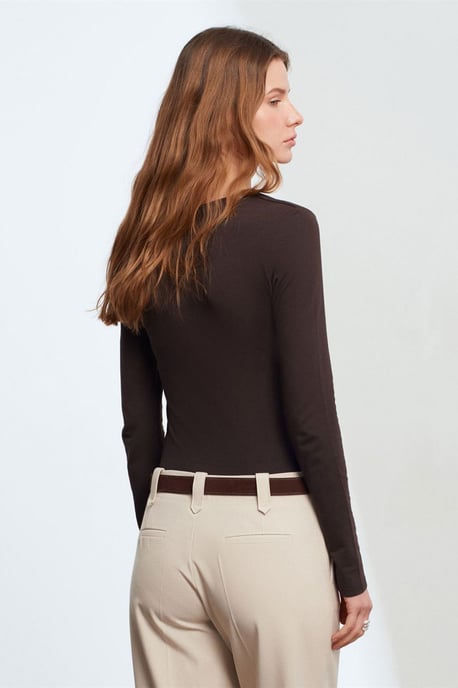 Slim Fit V-ringad Jersey Blus - Image 2