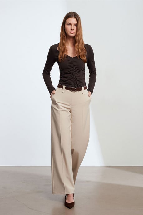 Slim Fit V-ringad Jersey Blus - Image 4
