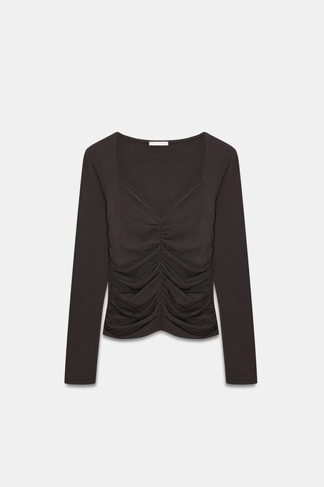 Slim Fit V-ringad Jersey Blus - Image 5