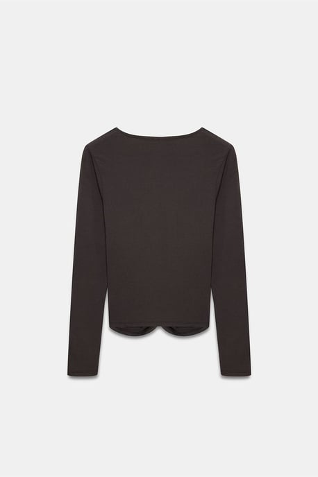 Slim Fit V-ringad Jersey Blus - Image 6
