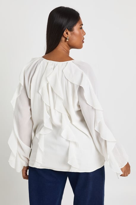 Plus Extreme Ruffle Tie Front Blouse - Image 2