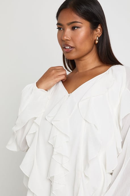 Plus Extreme Ruffle Tie Front Blouse - Image 4