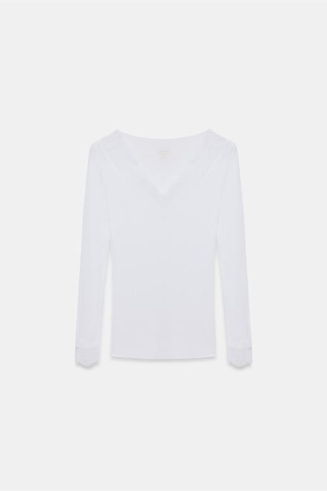 Slim Fit V-Hals Kant Blouse - Image 5
