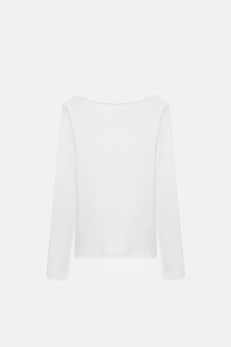 Slim Fit Bomullslångärmad Blus med Knapp - Image 2