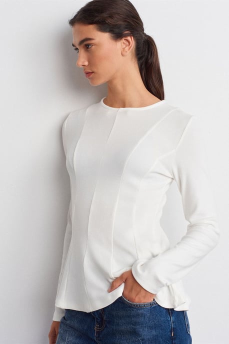 Getailleerde Textuur Gebreide Peplum Blouse - Image 3