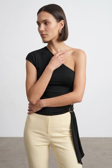 Slim Fit Off-Shoulder Jersey Blouse met Strikdetail - Image 4