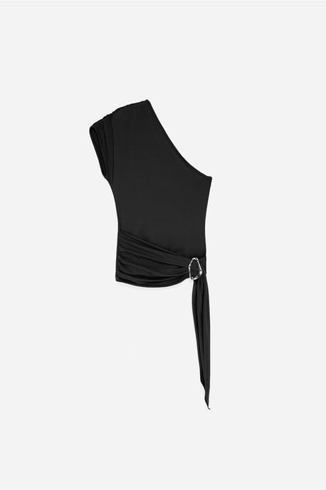 Slim Fit Off-Shoulder Jersey Blouse met Strikdetail - Image 5