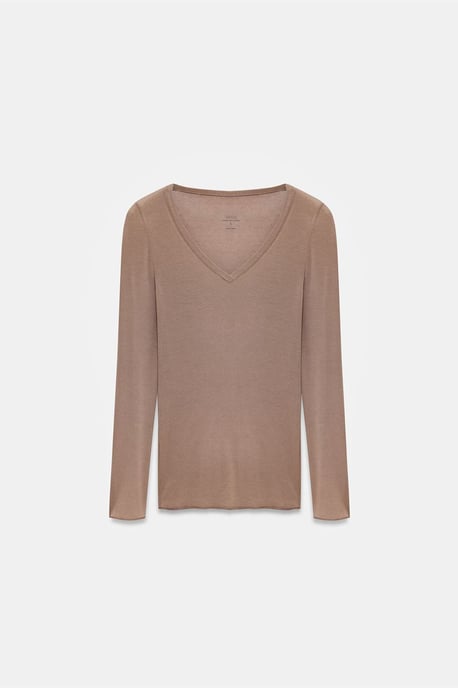 Slim Fit V-Neck Long Sleeve Top - Image 5