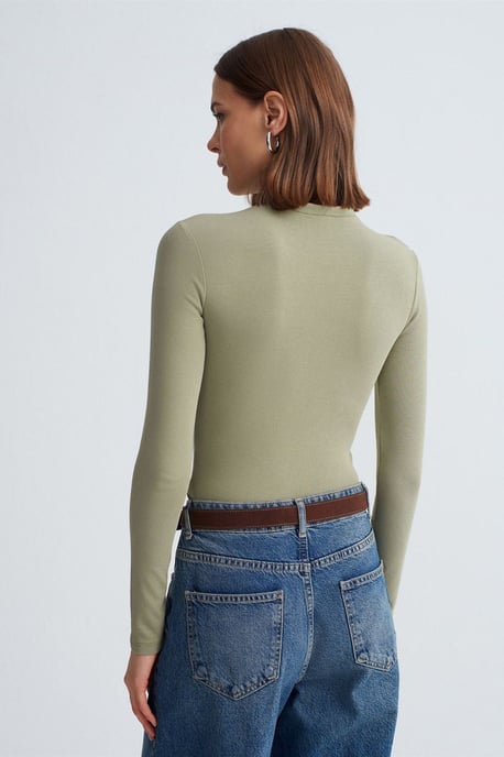 Slim Fit Lange Mouwen Halve Turtleneck Top - Image 2