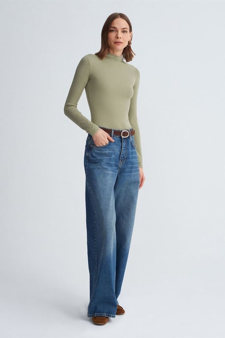 Slim Fit Lange Mouwen Halve Turtleneck Top - Image 4
