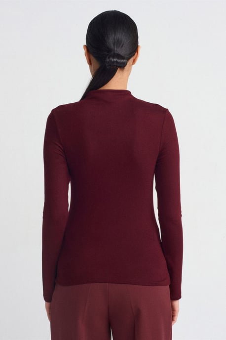 Ribbad polokrage blus med lång ärm - Image 2