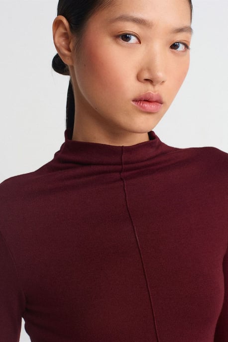 Ribbad polokrage blus med lång ärm - Image 4