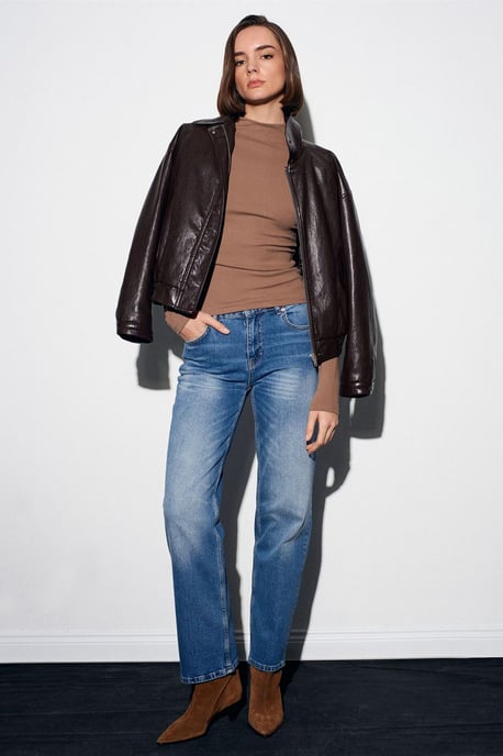 Slim Fit Lange Mouwen Halve Turtleneck Top - Image 5