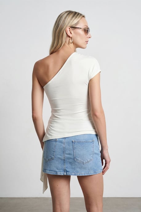 Slim Fit Off-Shoulder Jersey Blouse met Strikdetail - Image 2