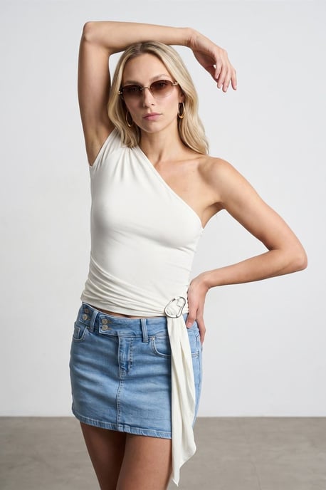 Slim Fit Off-Shoulder Jersey Blouse met Strikdetail - Image 3