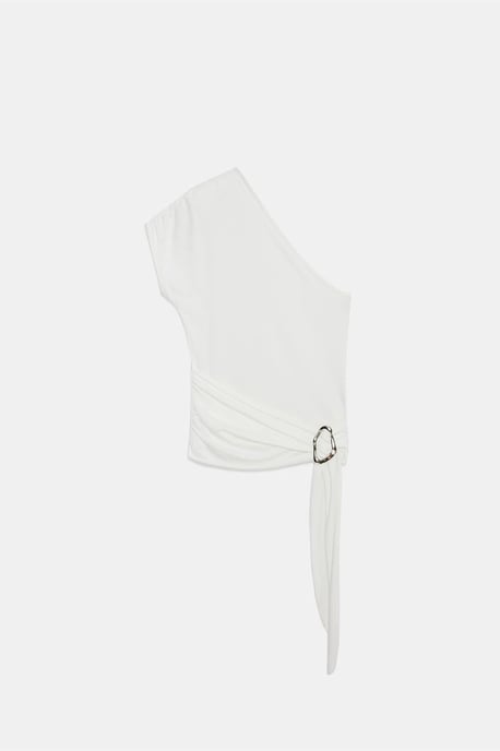 Slim Fit Off-Shoulder Jersey Blouse met Strikdetail - Image 5