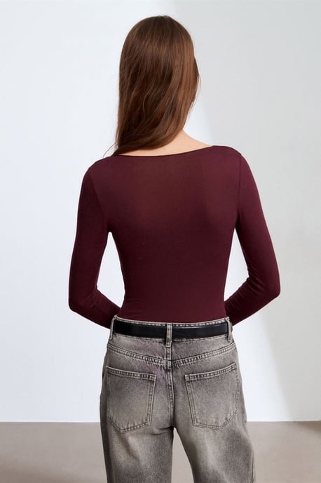 Slim Fit V-Hals Kant Blouse - Image 3