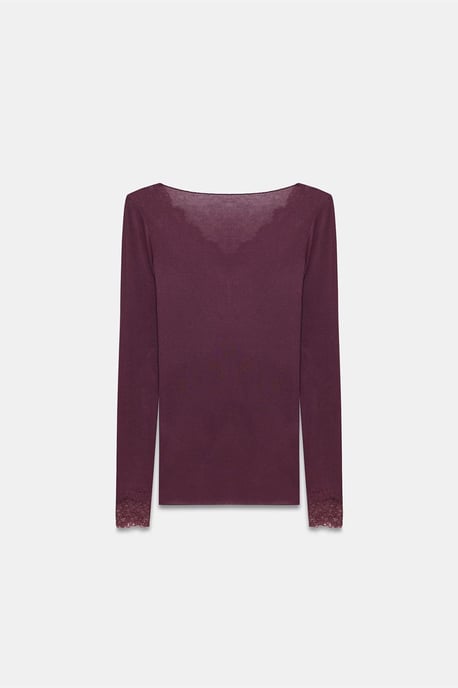 Slim Fit V-Hals Kant Blouse - Image 6