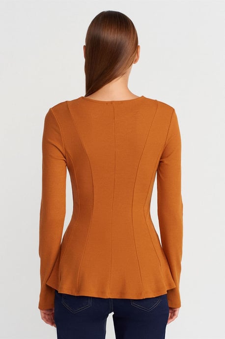 Getailleerde Textuur Gebreide Peplum Blouse - Image 2