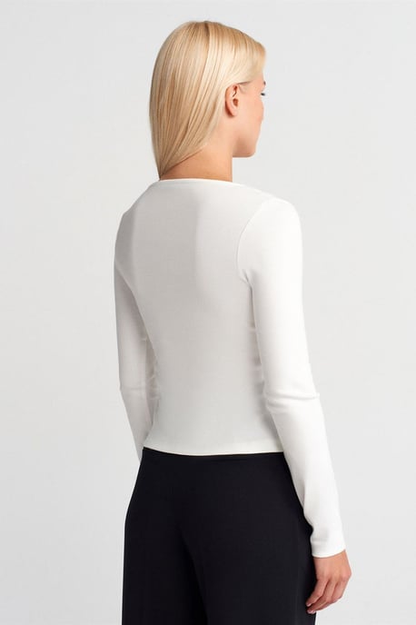Slim Fit Bomullsmix Dragkedja Blus - Image 2