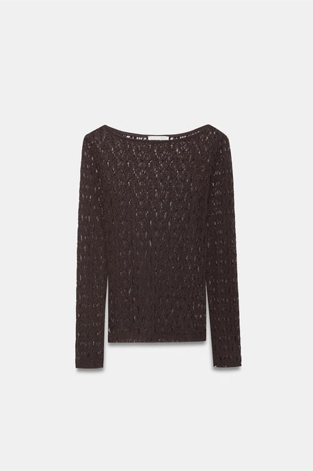 Slim Fit Spets Båturring Blus - Image 6