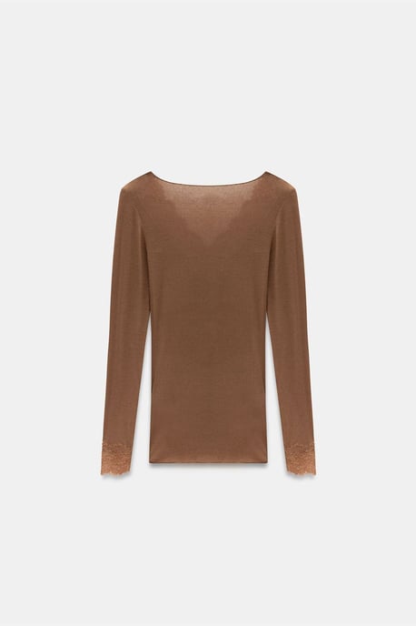 Slim Fit V-hals Kanten Blouse - Image 5