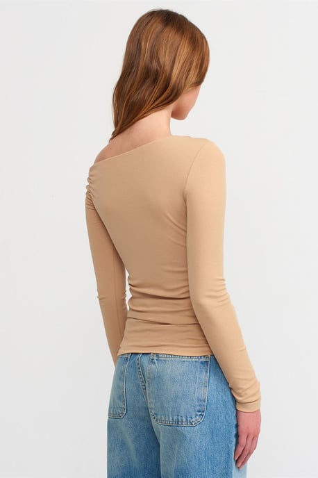 Slim Fit Asymmetrisk Krage Blus - Image 2