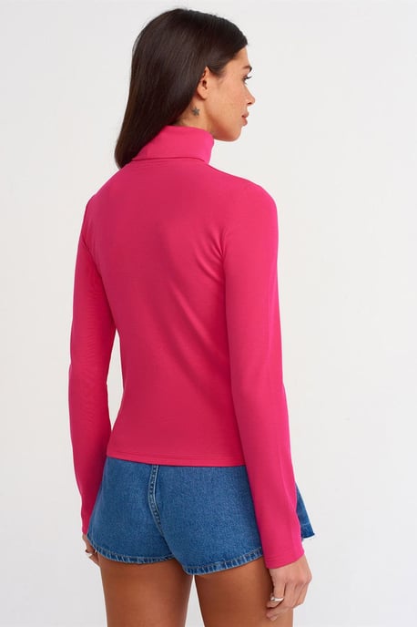 Dam Slim Fit Polokrage Jersey Blus - Image 2