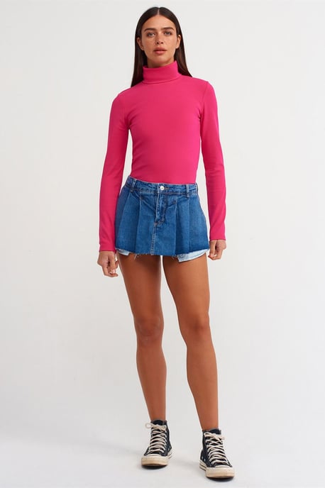 Dam Slim Fit Polokrage Jersey Blus - Image 3