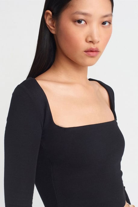 Dames Geknipt Cut-out Vierkante Halsoverkruid Blouse - Image 4