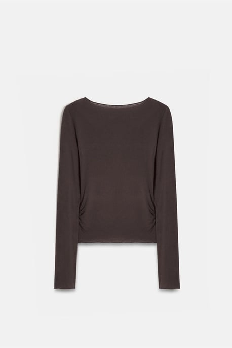 Slim Fit Båtkrage Blus med Långa Ärmar - Image 6