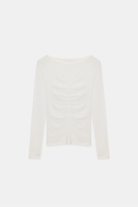 Slim Fit Båtkrage Blus med Långa Ärmar - Image 5