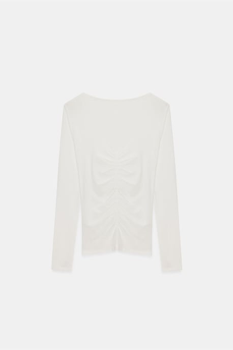 Slim Fit Båtkrage Blus med Långa Ärmar - Image 6