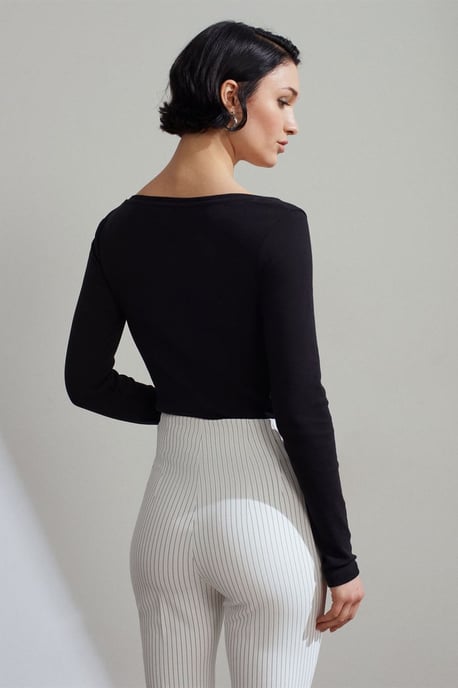 Slim Fit Bomull Långärmad Knapp Blus - Image 2