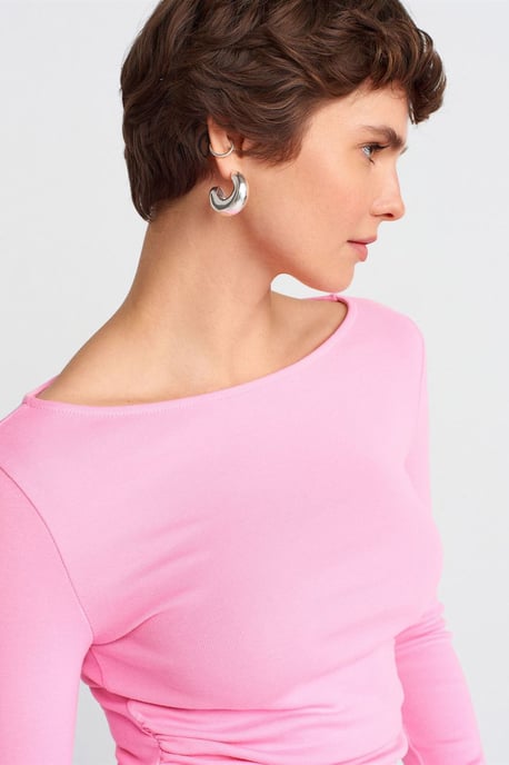 Slim Fit Geribbelde Bootneck Blouse - Image 4