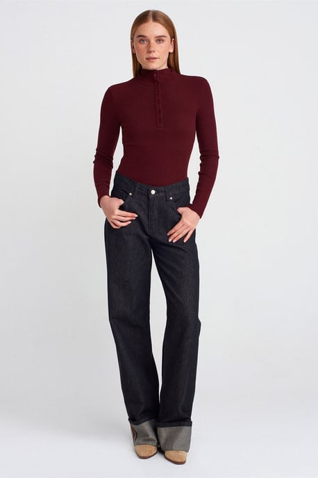 Slim Fit Ribbad Polokrageblus - Image 3