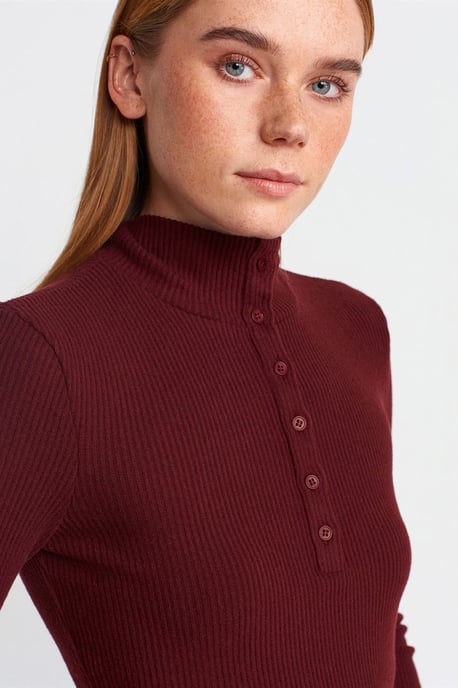 Slim Fit Ribbad Polokrageblus - Image 4