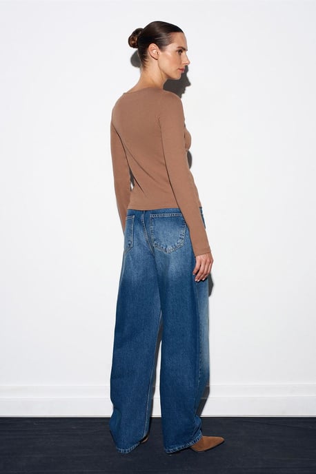Slim Fit Bomullsmix Dragkedja Blus - Image 2