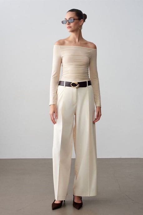 Off-Shoulder Slim Fit Gebreide Blouse - Image 5