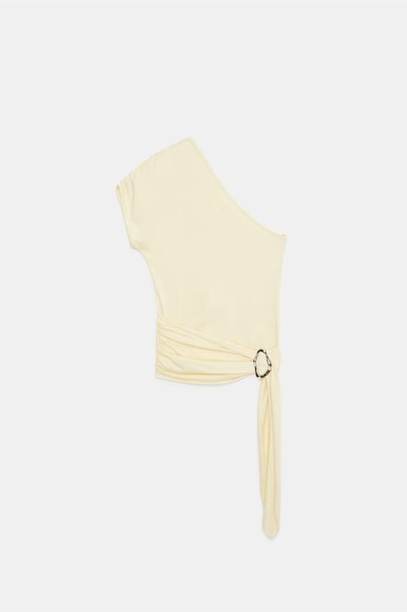 Slim Fit Off-Shoulder Jersey Blouse met Strikdetail - Image 4