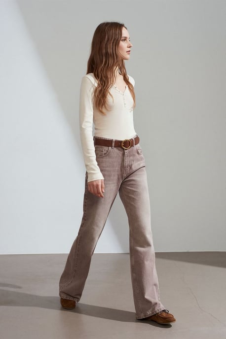 Slim Fit Korta Ärmar Knappblus i Bomull - Image 4