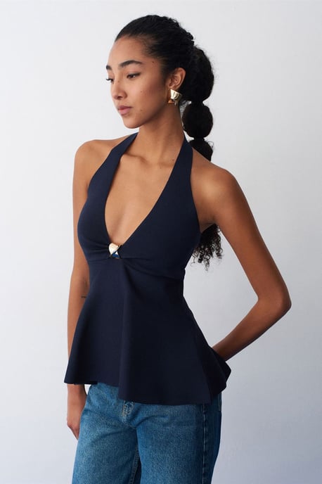 Naadloze Halter Peplum Blouse - Image 2