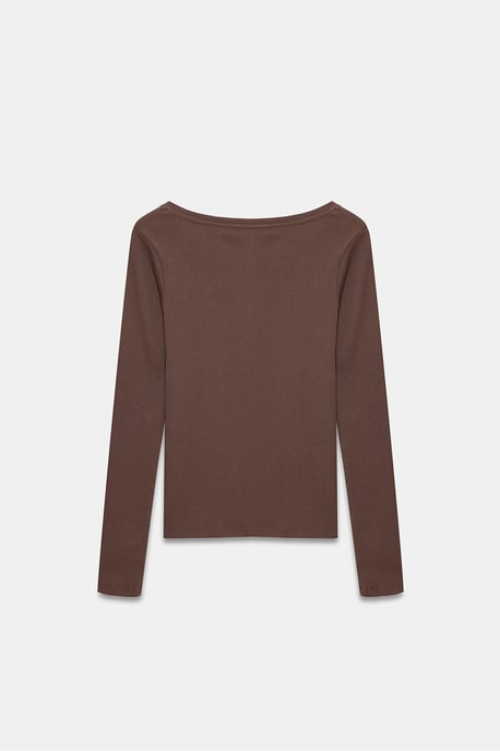 Slim Fit Bomullslångärmad Blus med Knapp - Image 6