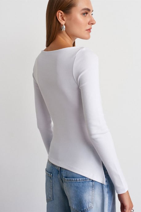 Slim-fit båturringad blus med lång ärm - Image 2