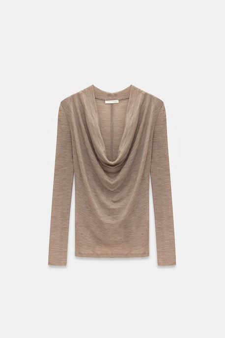 Slim-fit Wol Cowl Neck Blouse - Image 5