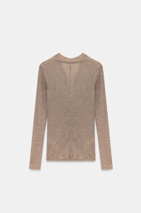 Slim-fit Wol Cowl Neck Blouse - Image 6