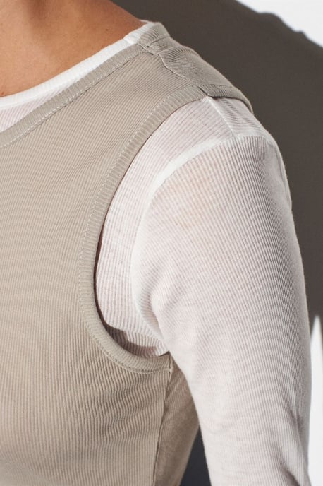 Fitted Katoenen Crewneck Langemouw Blouse - Image 4
