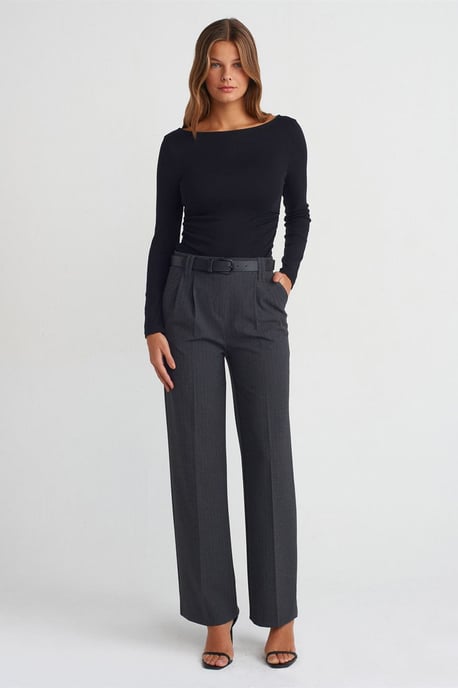 Slim Fit Geribbelde Bootneck Blouse - Image 4