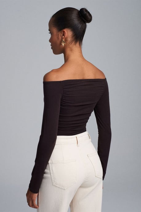 Off-Shoulder Slim Fit Gebreide Blouse - Image 3